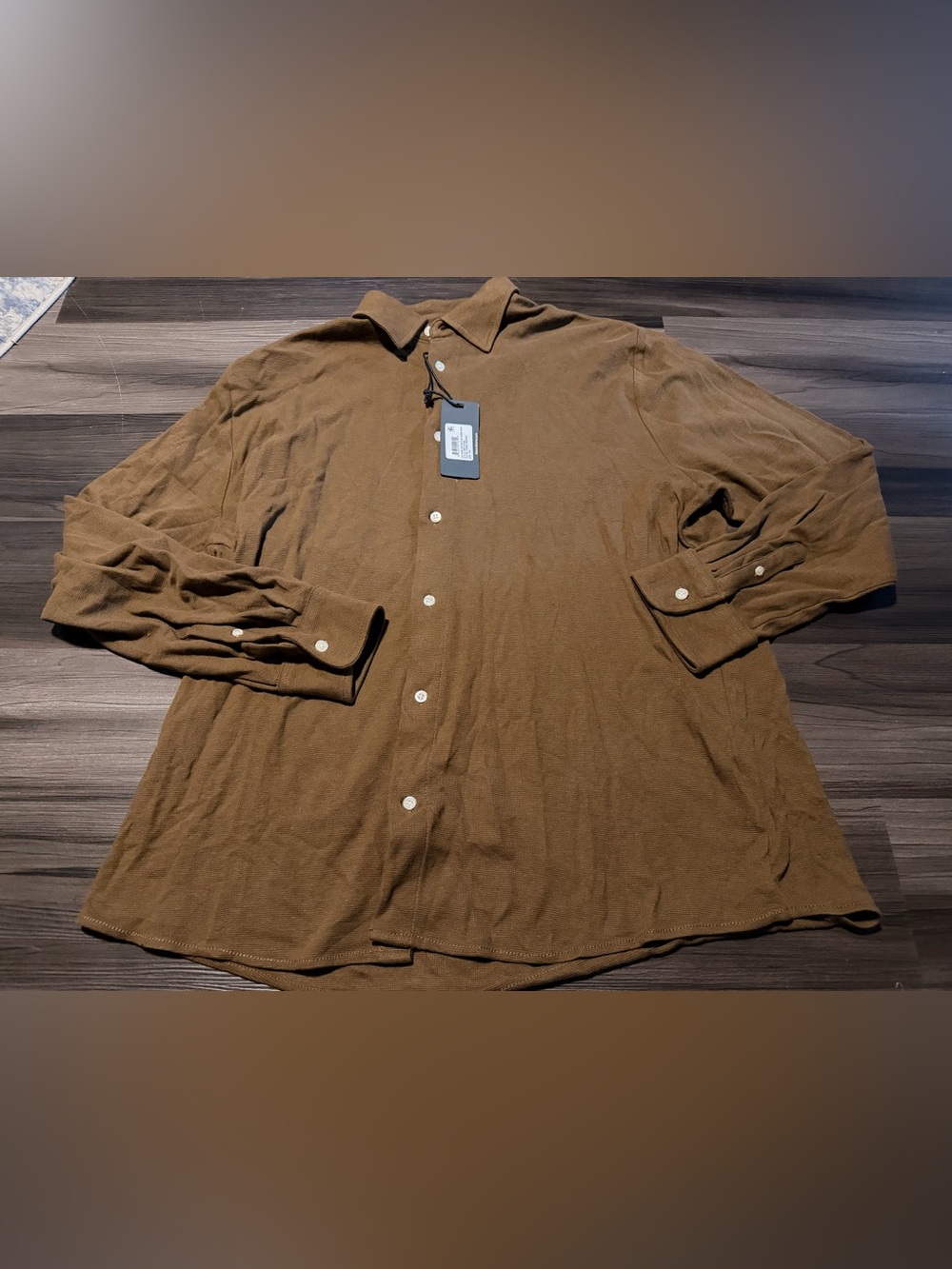 Slate and Stone Textured Knit Button Down Shirt Men’s size XXL NWT camel brown